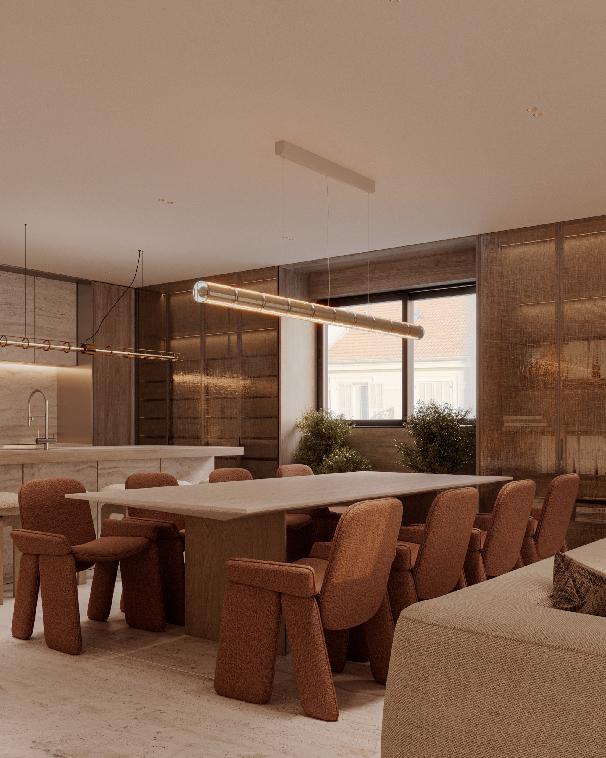 Princesse Grâce Residence - Interior Fluted Wood Panel Detail | UNY Studio