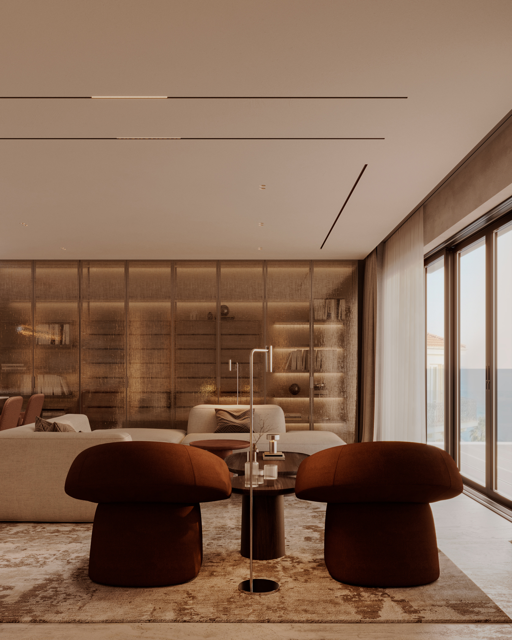 Princesse Grâce Residence - Living Room Open Volume Sea View | UNY Studio