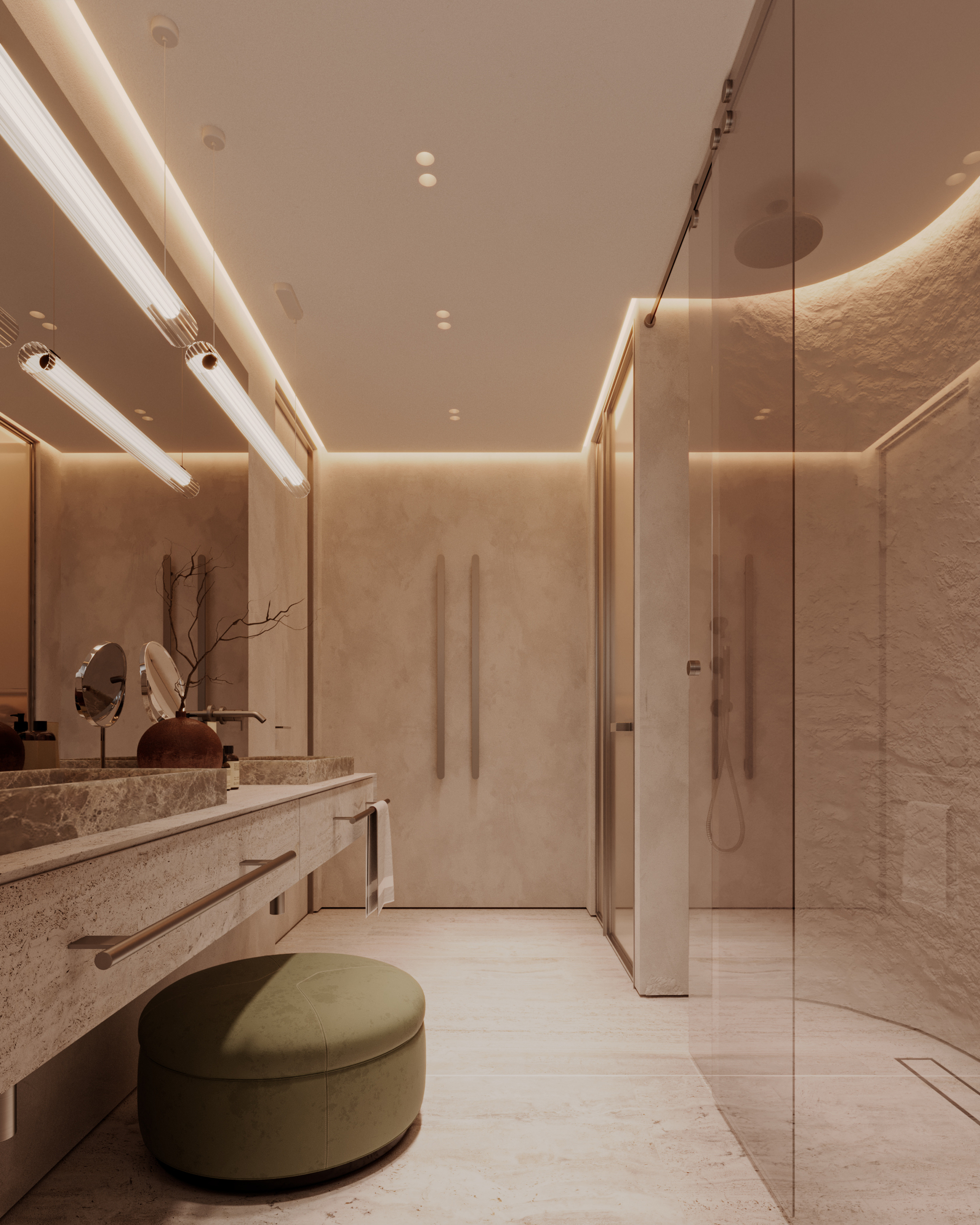 Princesse Grâce Residence - Living Room Evening Lighting | UNY Studio