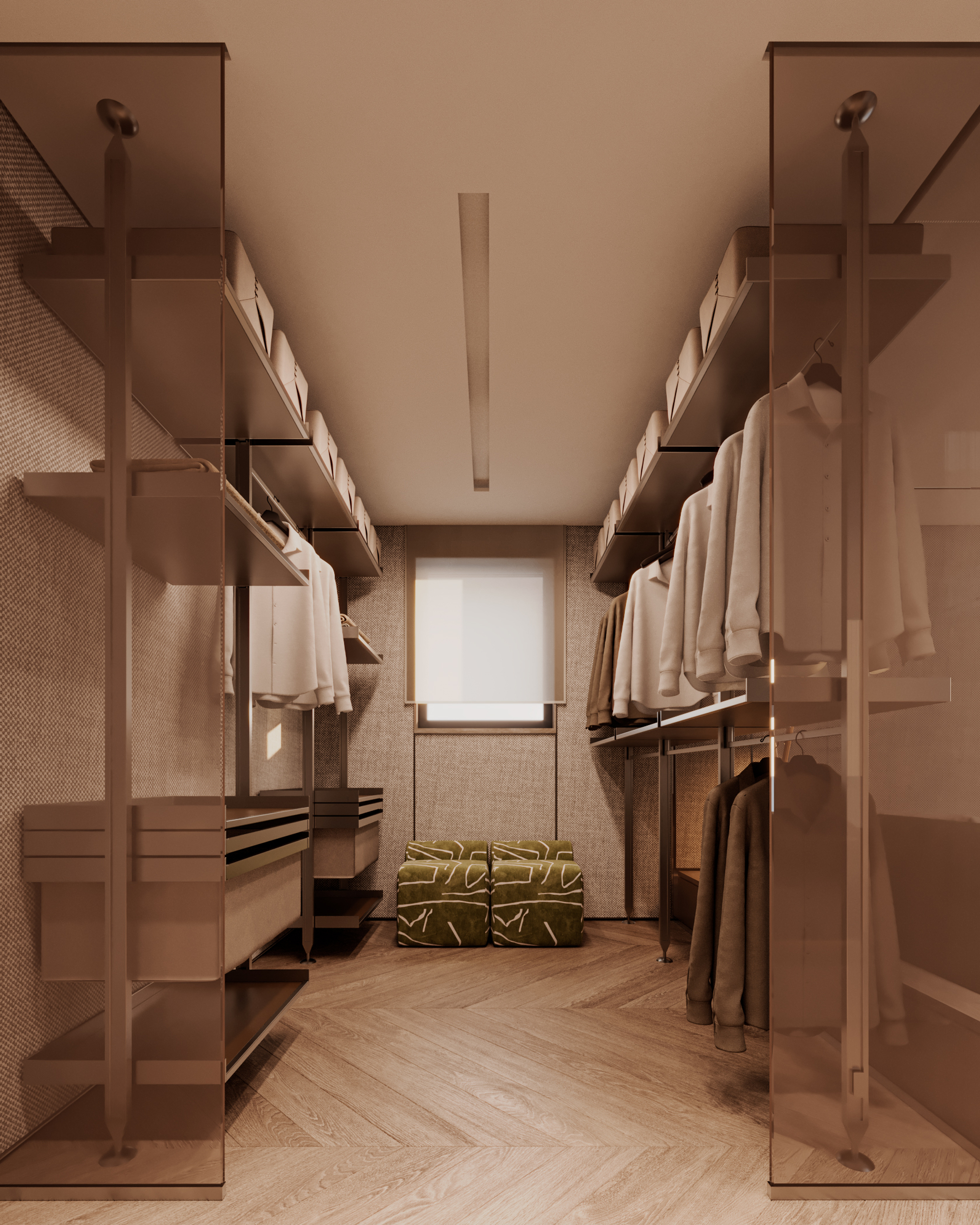 Princesse Grâce Residence - Bedroom Travertine Wall Detail | UNY Studio