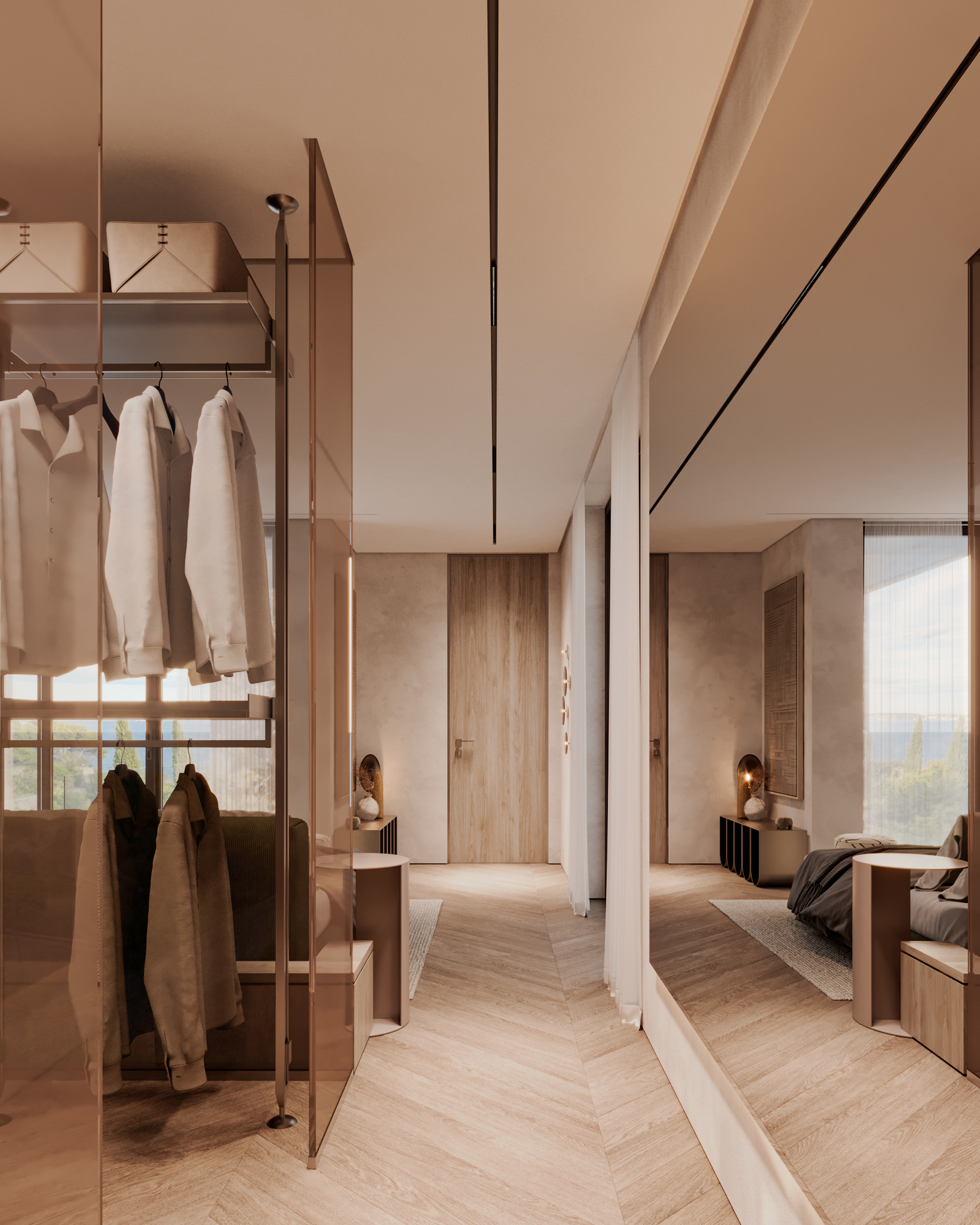 Princesse Grâce Residence - Bedroom Interior Fluted Wood Wardrobe | UNY Studio