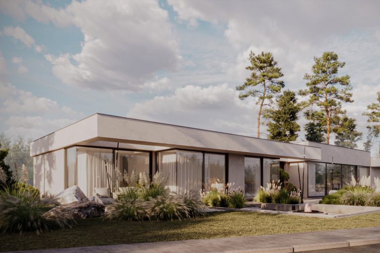 Diamond Villa RD1 architecture, low-profile single-storey house in Předboj, Czech Republic