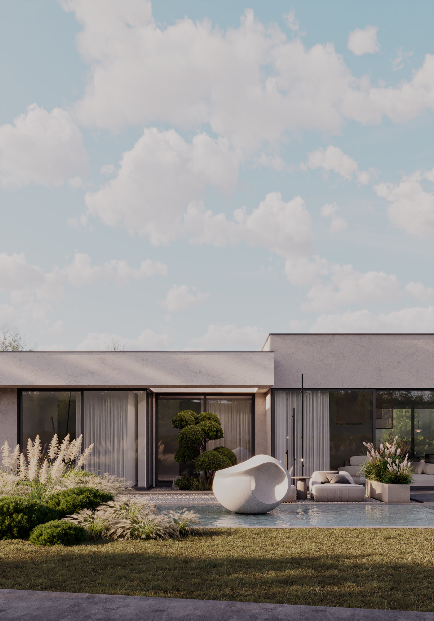 Diamond Villa RD1, exterior view of the low-profile house