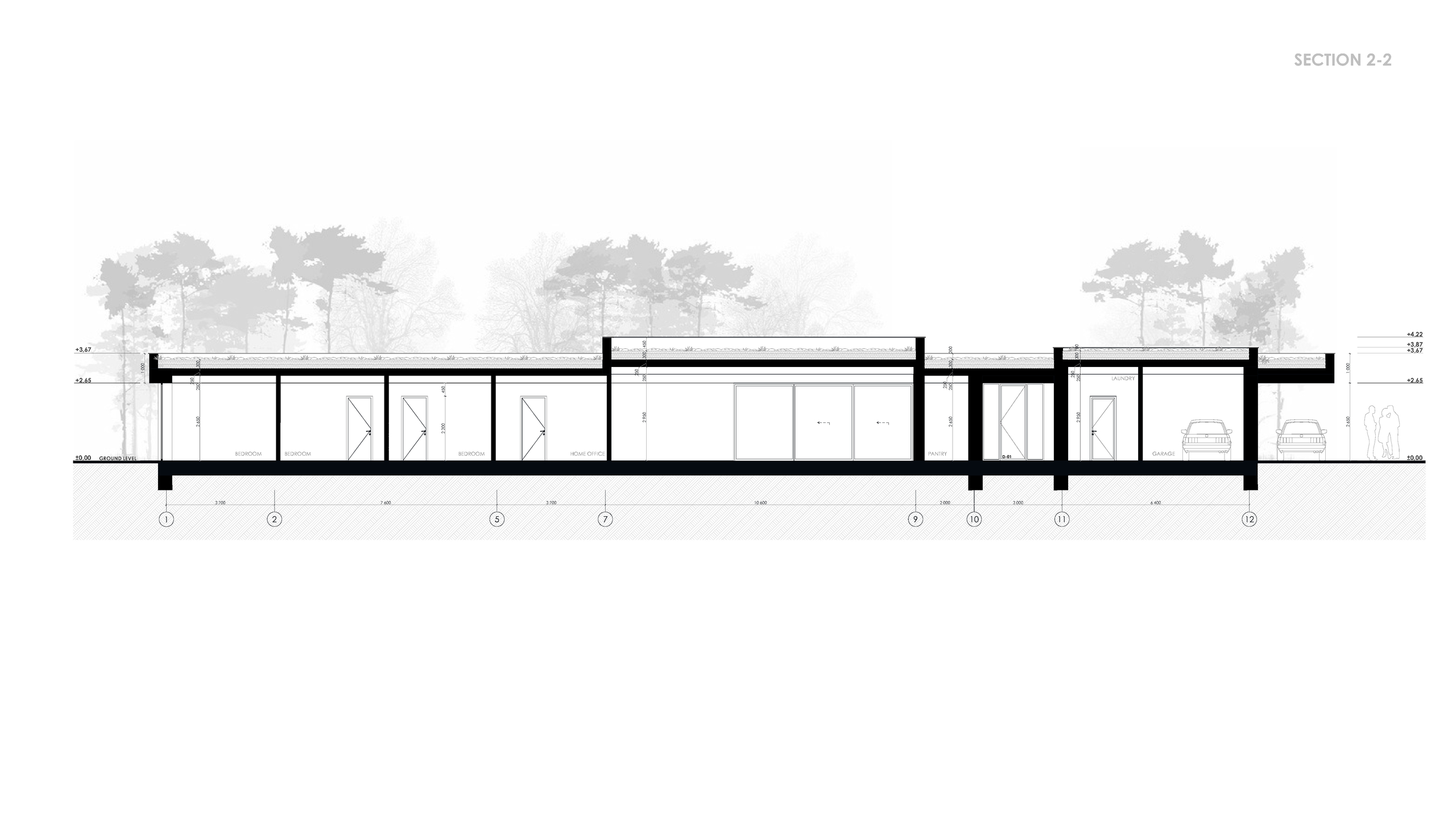 Diamond Villa RD1, longitudinal architectural section